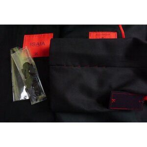 Isaia Black Aquaspider Wool 2 Pc Suit Jacket Pant 52L BIG GUY BRAND NEW